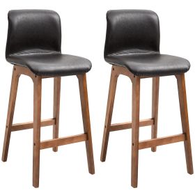 Modern Bar Stools Set of 2, Counter Height Bar Chair with PU Leather Wooden Frame Padding Seats for Dining Room Home Bar, Dark Brown Modern Bar Stools Set of 2, Counter Height Bar Chair with PU Leather Wooden Frame Padding Seats for Dining Room Home Bar, Dark Brown